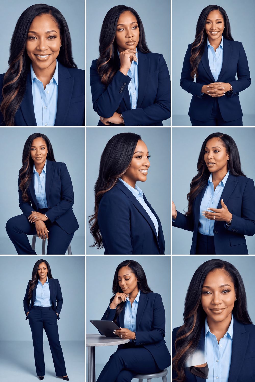 Professional headshot portrait sheet produced from a Promptacular image prompt
